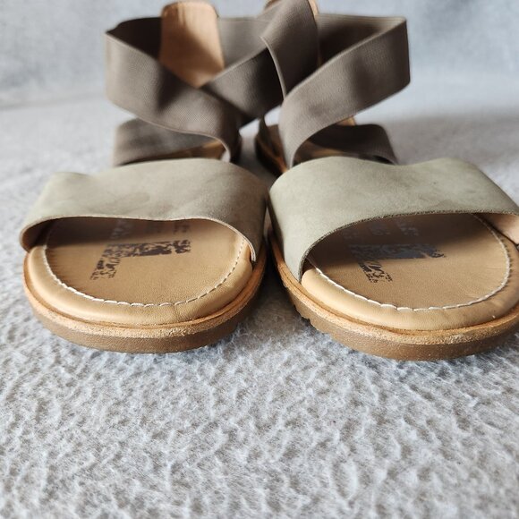 Sorel Ella Leather Gore Stretch Strap Sporty Sandal Comfortable Sage Green - Picture 10 of 14